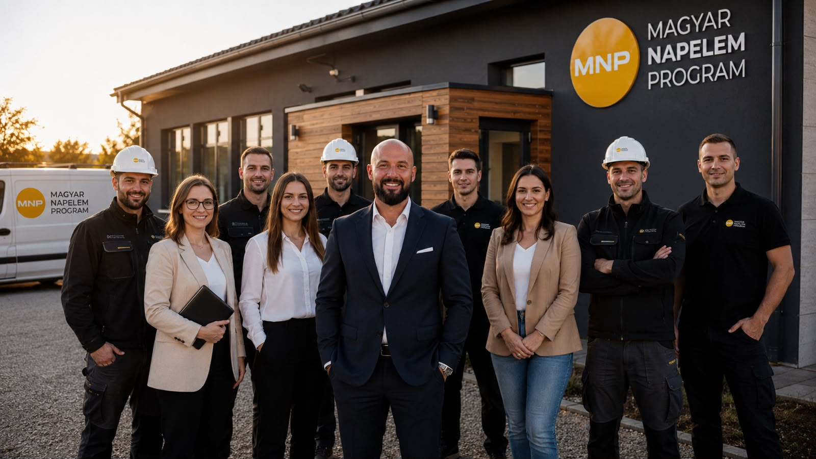 A Magyar Napelem Program csapata az iroda előtt